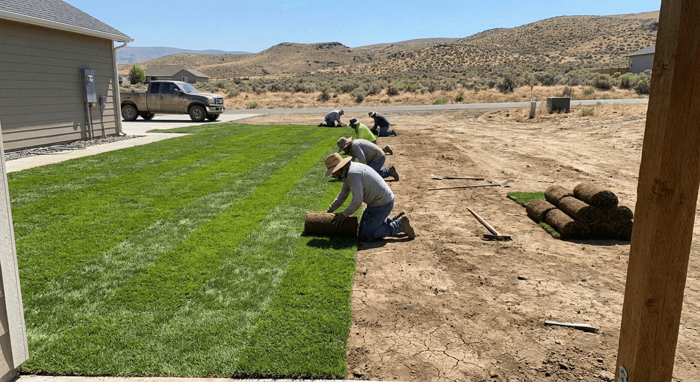 Landscape with new plants