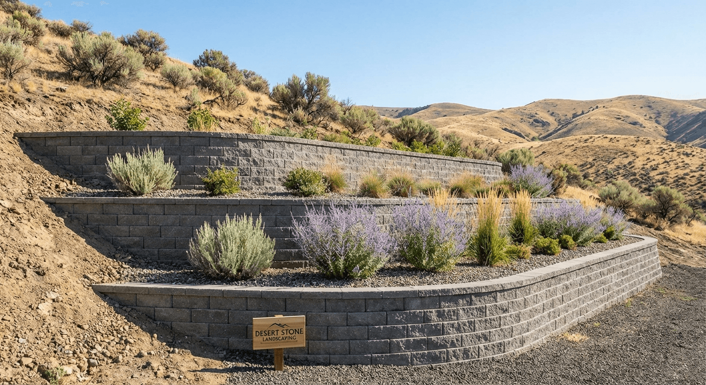 Stone retaining wall detail